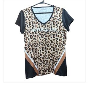 Herbalife Leopard Print Women’s V-Neck T-Shirt SZ XL